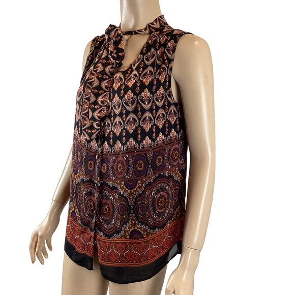 MM Couture By Miss Me Boho Sleeveless Tie-Neck Blouse Top Size Medium NWOT - Picture 4 of 7